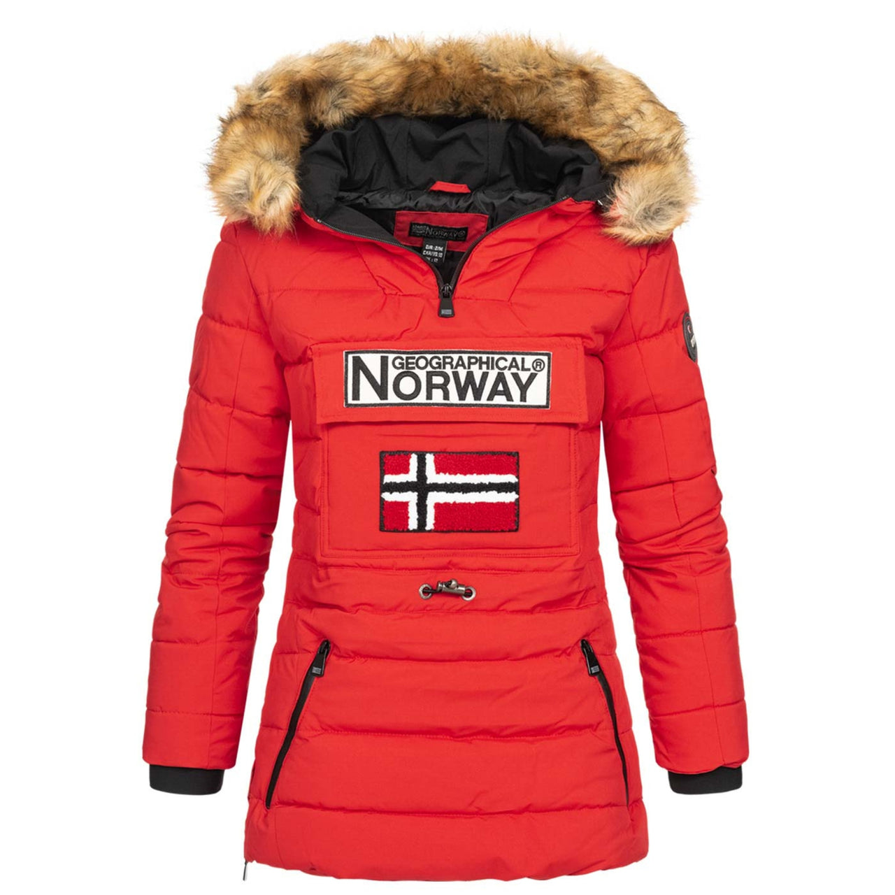 Geographical Norway Belancolie Ski Jacket Women Black Half Zip Parka Anorak