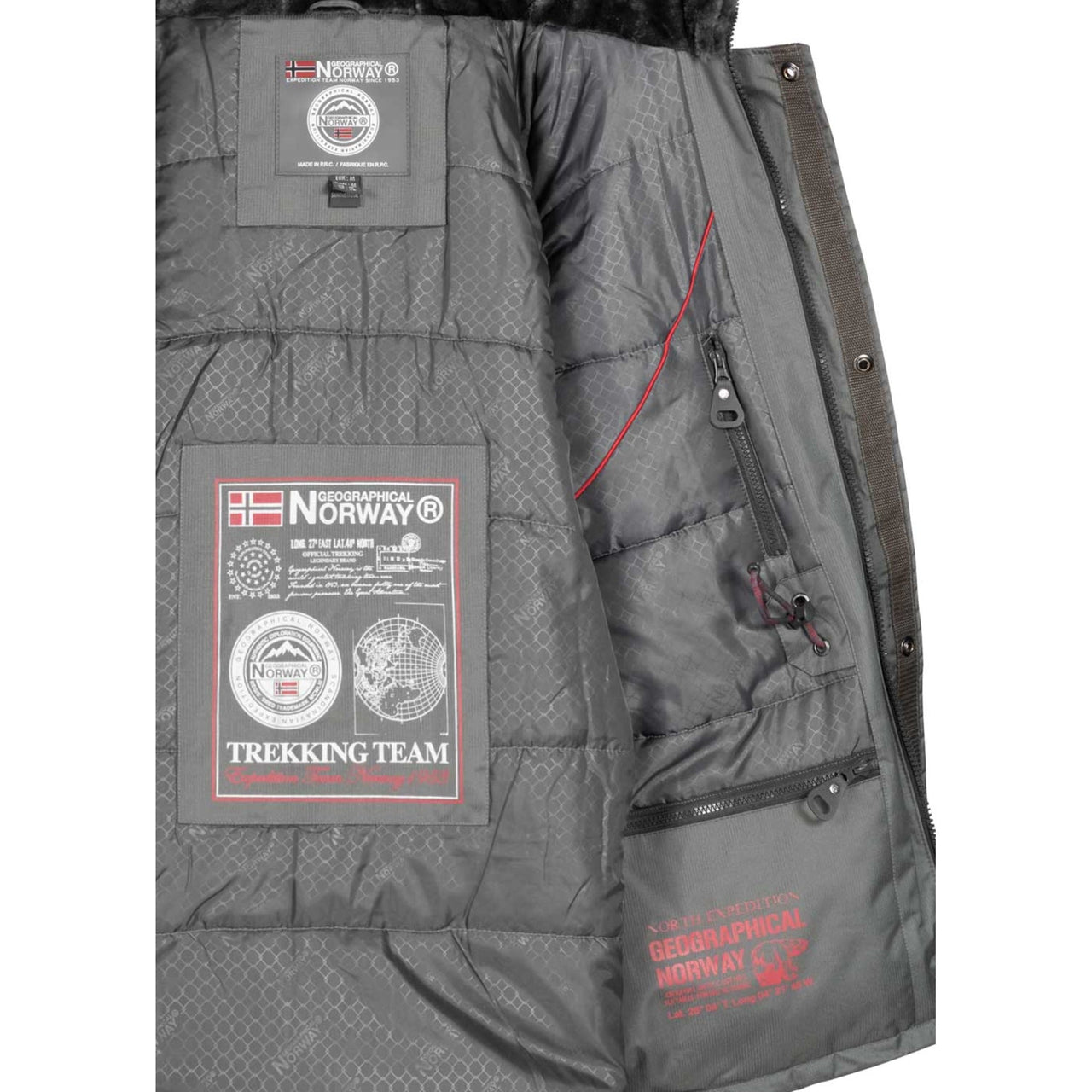 Geographical Norway Abiosaure Homme - Parka chaude à capuche Gris Fonce - Geographical Norway - S Gris Fonce