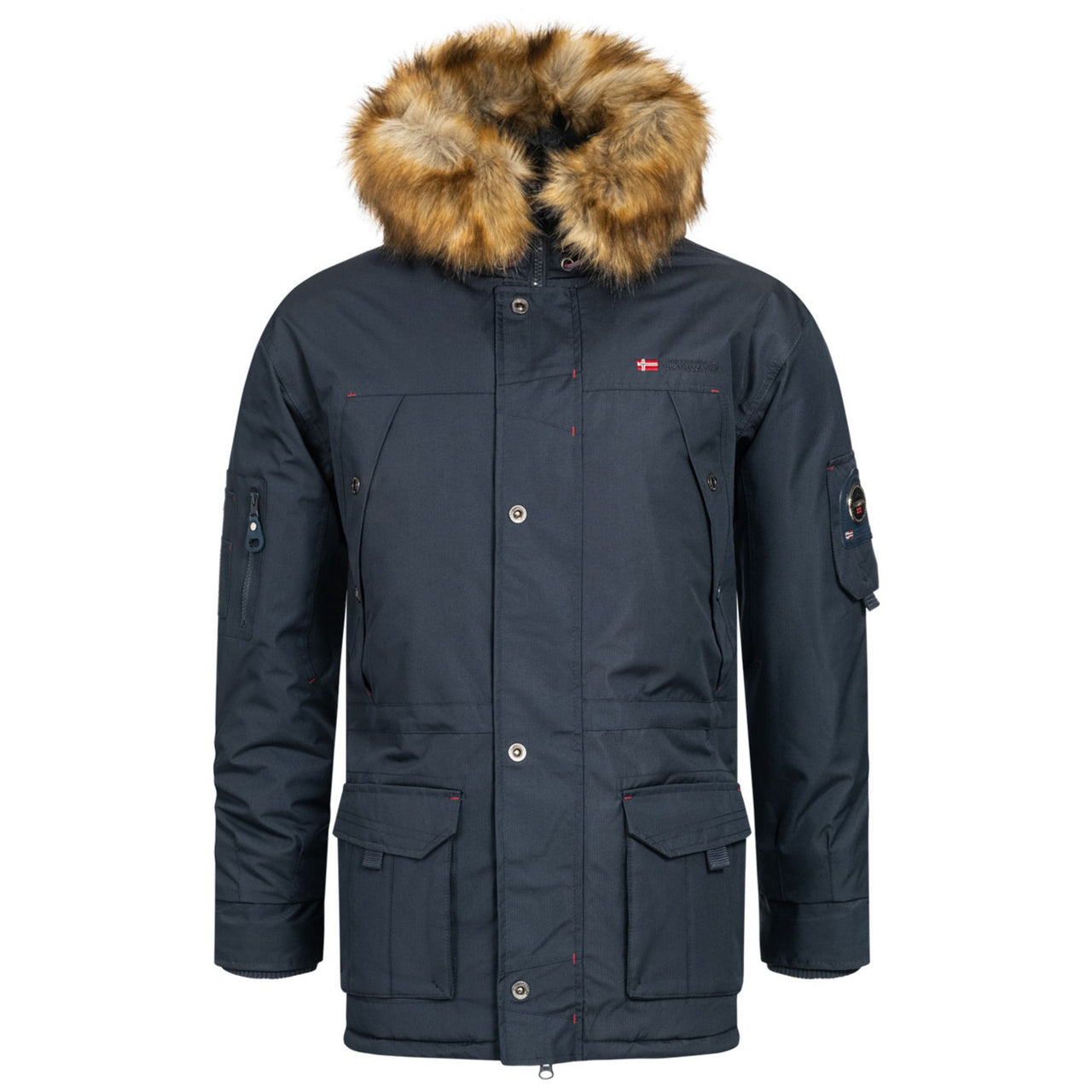 Geographical Norway Abiosaure Homme - Parka chaude à capuche Marine - Geographical Norway - S Marine