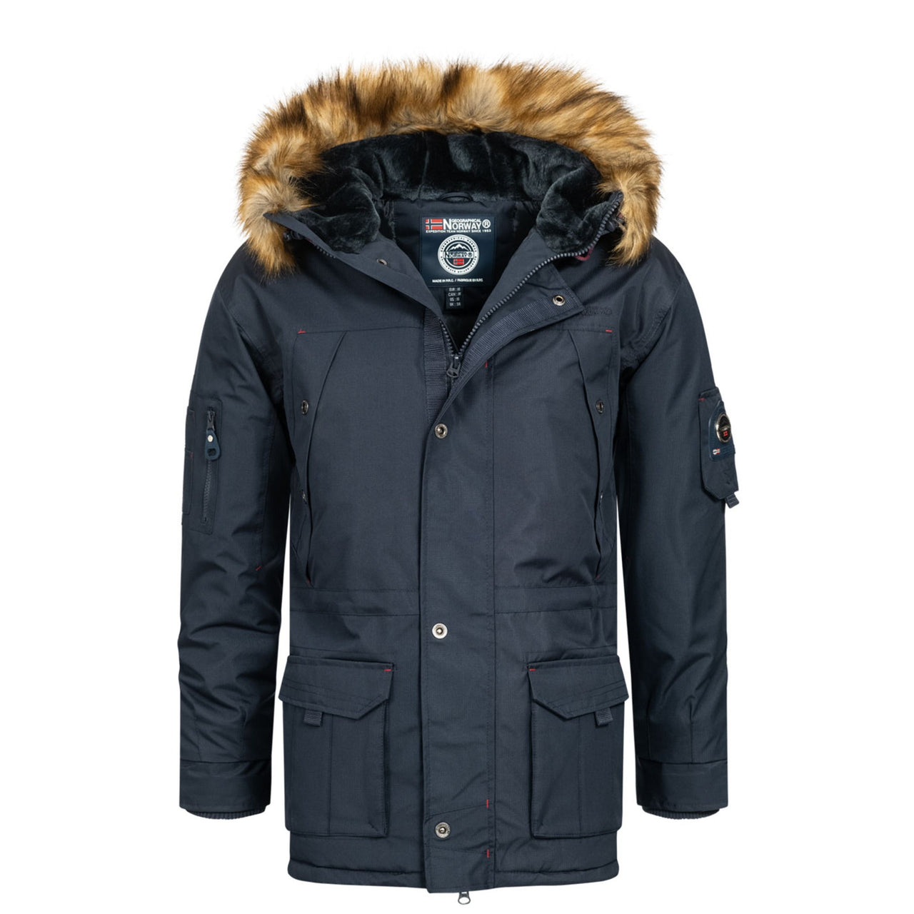 Geographical Norway Abiosaure Homme - Parka chaude à capuche Marine - Geographical Norway - S Marine