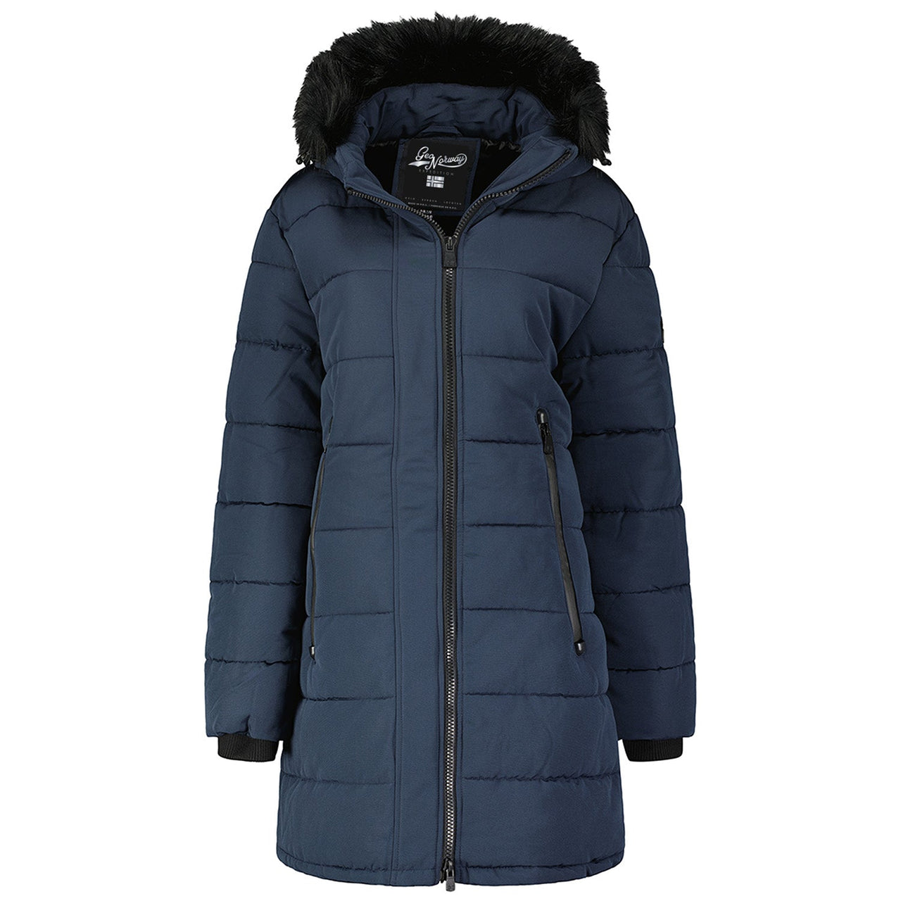 Geographical Norway Autruche Femme - Doudoune Longue Marine - Geographical Norway - S Marine