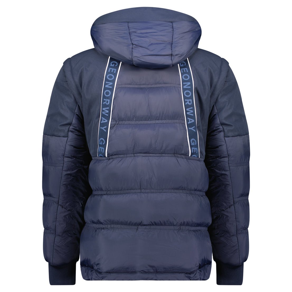 Geographical Norway Daneti Homme - Parka Capuche Bi Matière, Poches, Badge - Lien Resserrage Marine Marine - Geographical Norway - S Marine