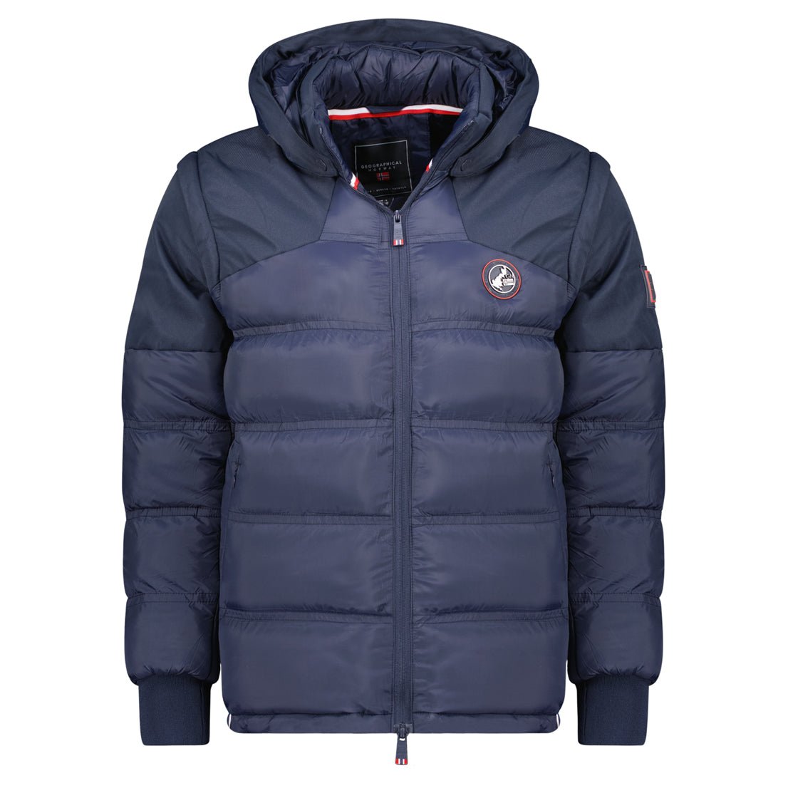 Geographical Norway Daneti Homme - Parka Capuche Bi Matière, Poches, Badge - Lien Resserrage Marine Marine - Geographical Norway - S Marine