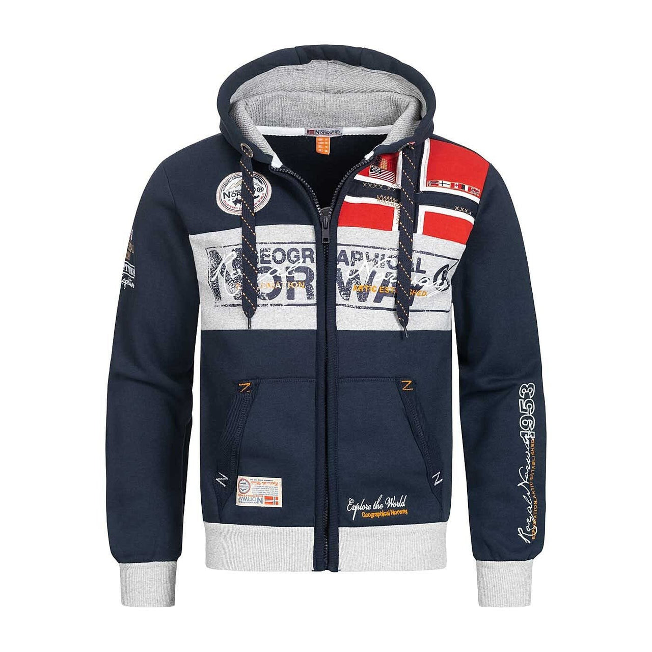 Geographical Norway Flyer Homme - Sweatshirt zippé Marine - Geographical Norway - S Marine