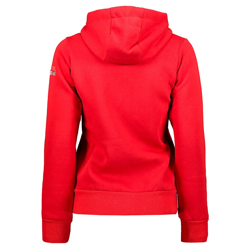 Geographical Norway Gasmine Femme - Sweat avec Capuche, Ouverture zippée et Poches kangourou sur le Devant, Rouge - Geographical Norway - S Rouge