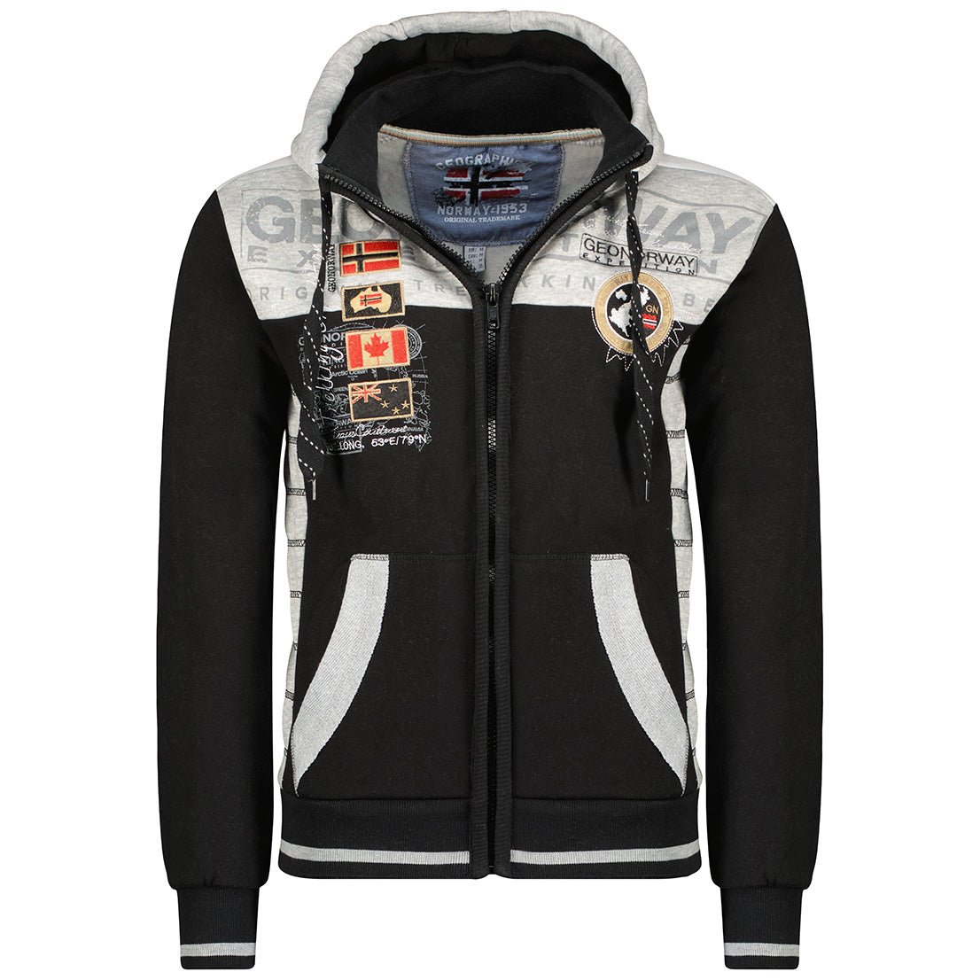 Geographical Norway Geday Homme - Sweat zippé Noir - Geographical Norway - S Noir