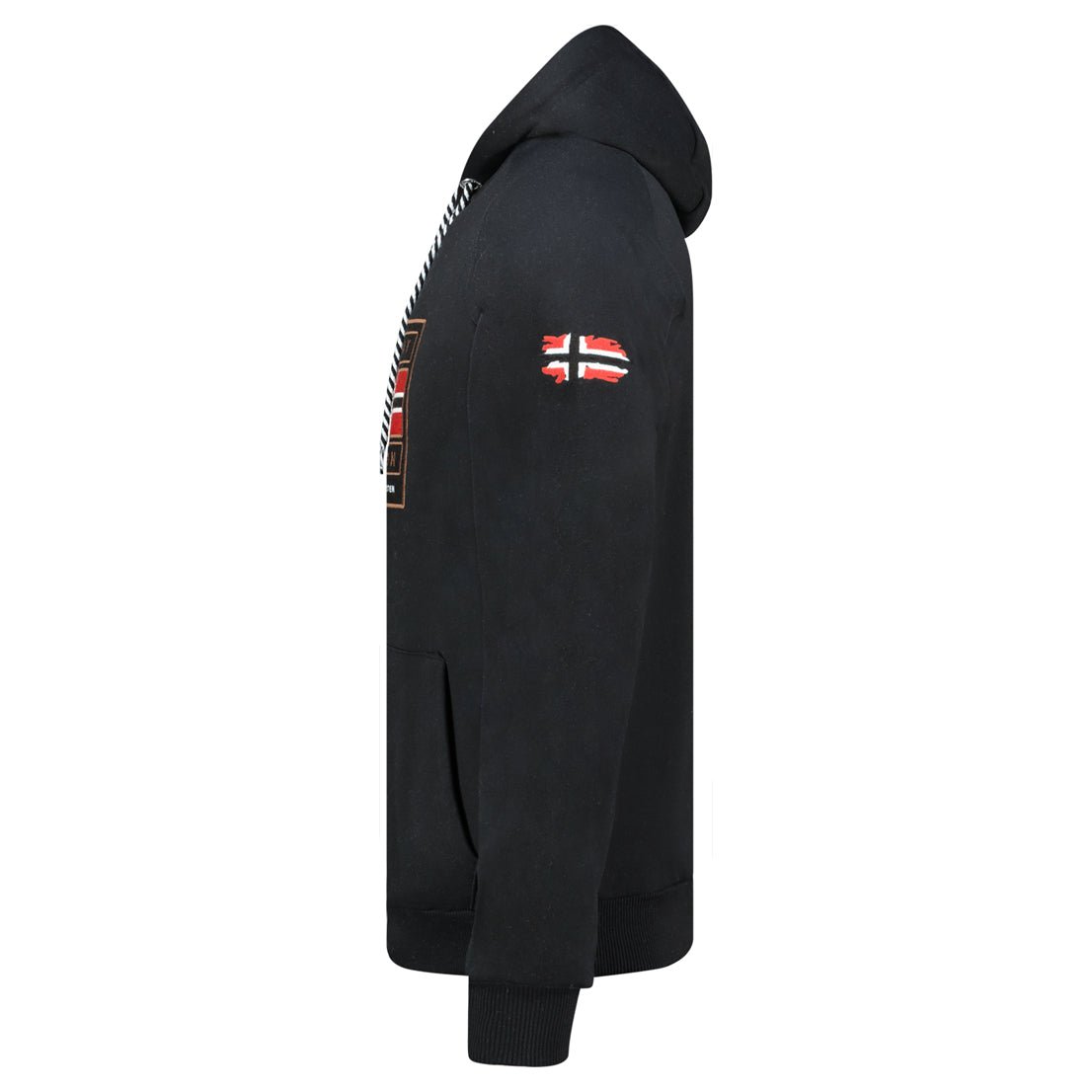 Geographical Norway Gofoten - Sweat Homme à Capuche avec Drapeau et Poche Kangourou Noir - Geographical Norway - S Noir