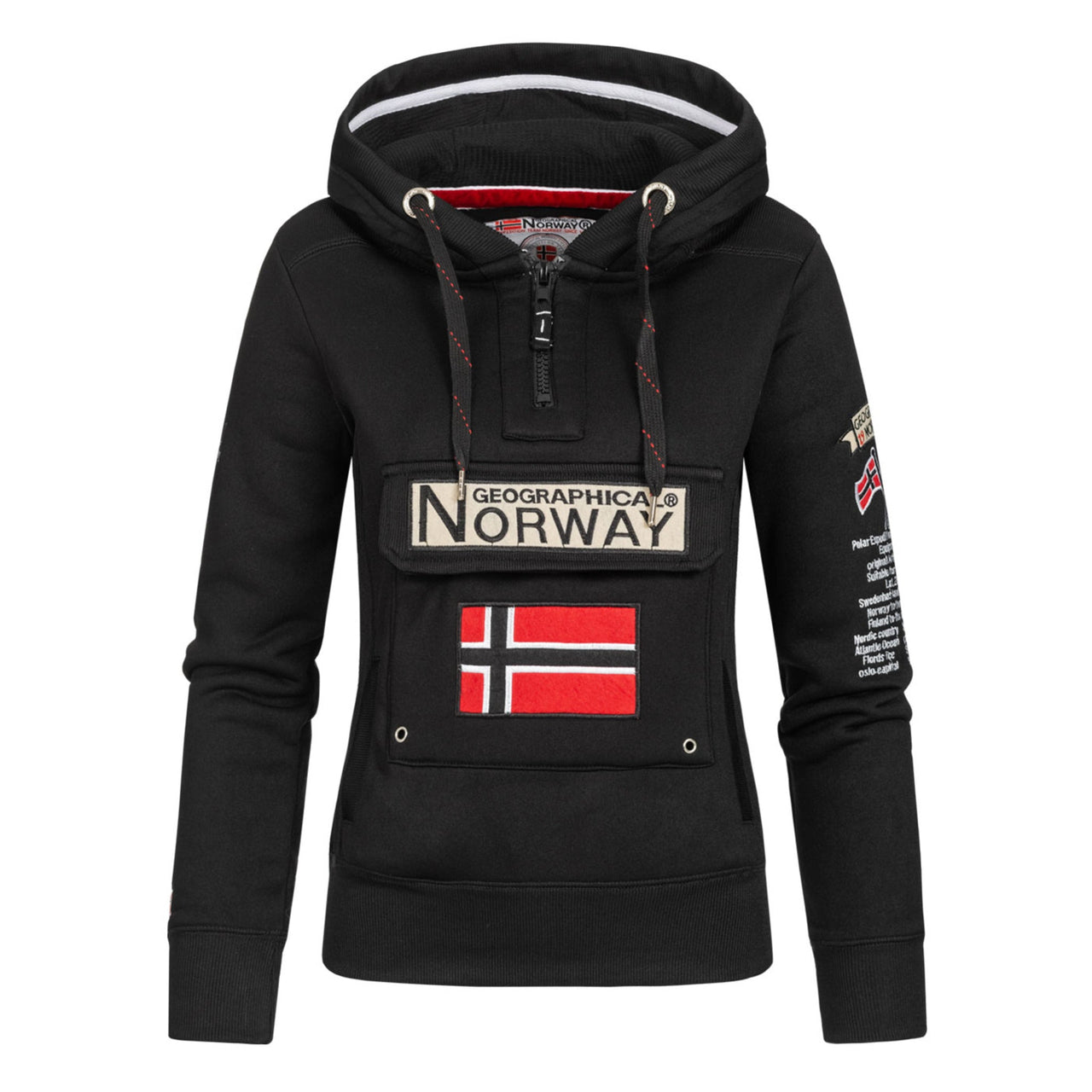 Geographical Norway Gymclass Femme - Sweat à capuche Noir - Geographical Norway - S Noir