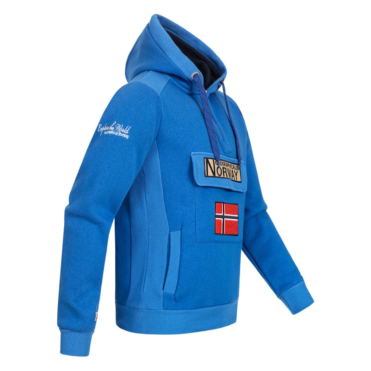 Geographical Norway Gymclass Homme - Sweat à Capuche Bleu Royal - Geographical Norway - S Bleu Royal
