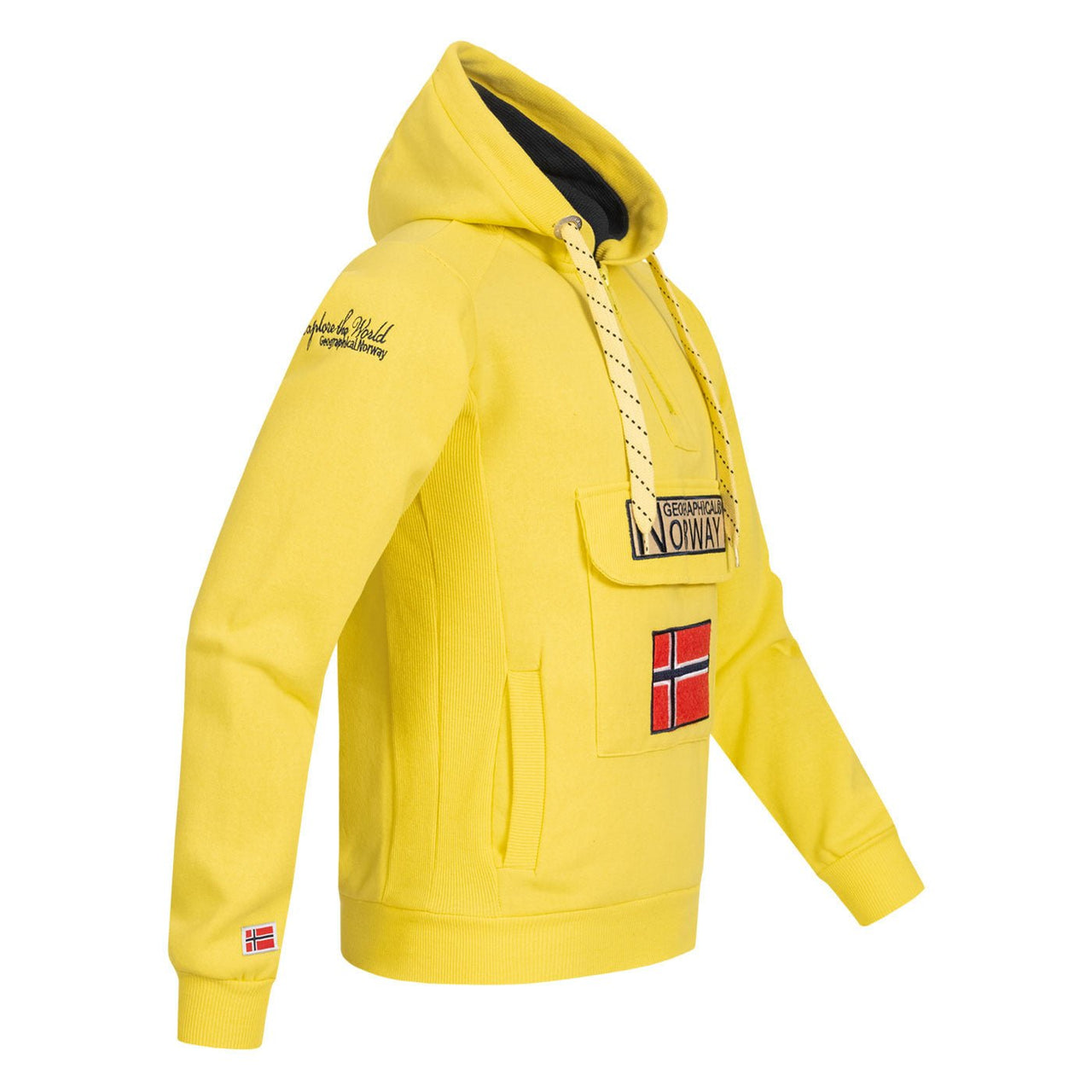 Geographical Norway Gymclass Homme - Sweat à Capuche Jaune Fluo - Geographical Norway - S Jaune Fluo