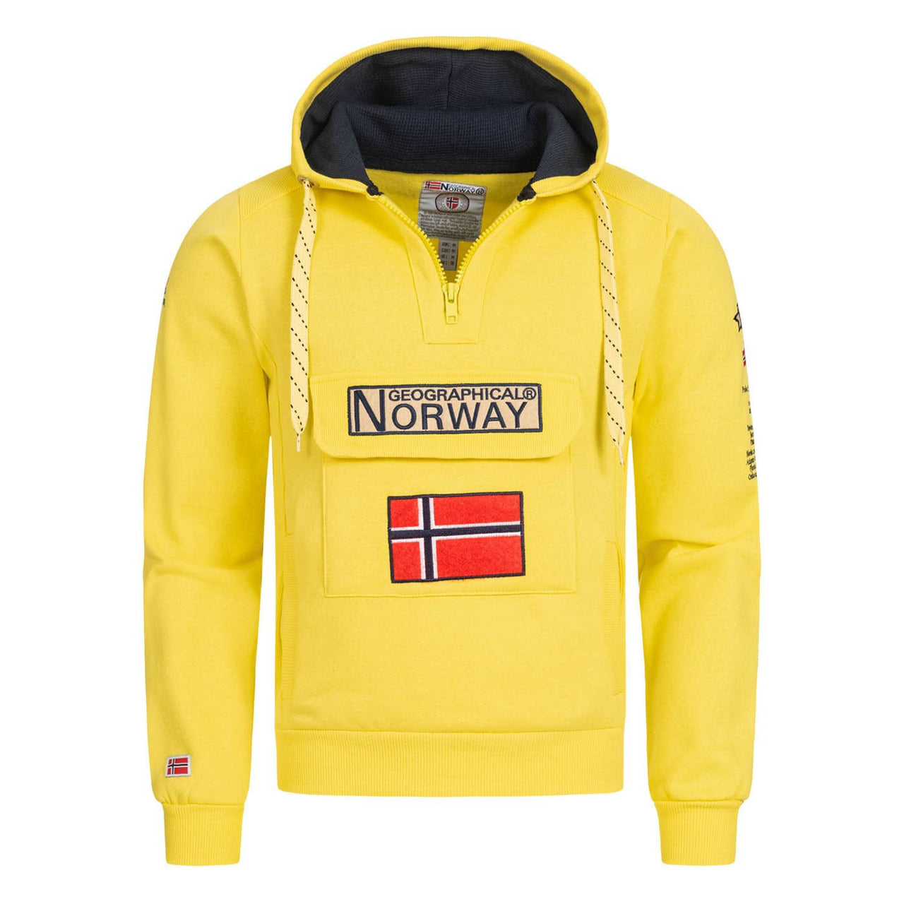 Geographical Norway Gymclass Homme - Sweat à Capuche Jaune Fluo - Geographical Norway - S Jaune Fluo