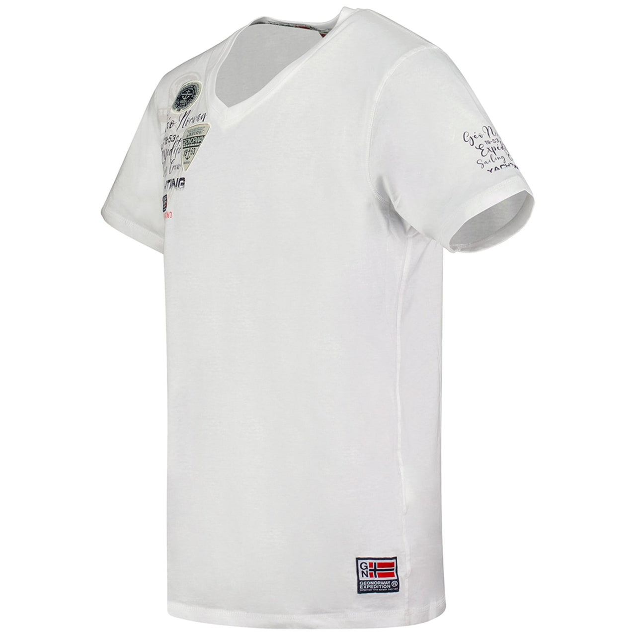 Geographical Norway Jademora Homme - T-shirt col V à manches courtes Blanc - Geographical Norway - M Blanc