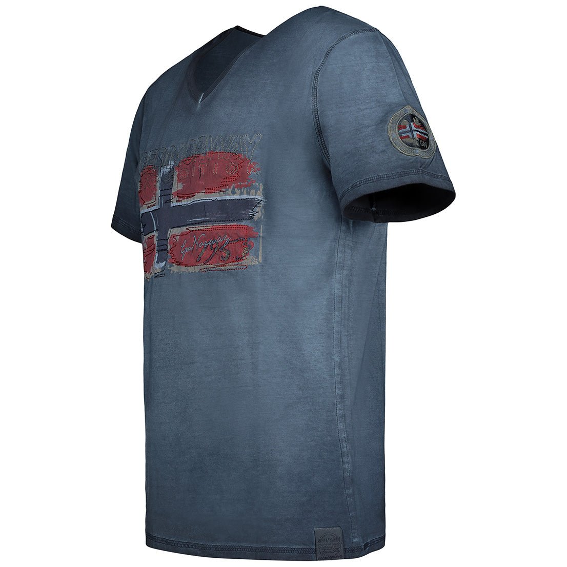 Geographical Norway Joasis Homme - T-shirt à col V Marine Marine - Geographical Norway - S Marine