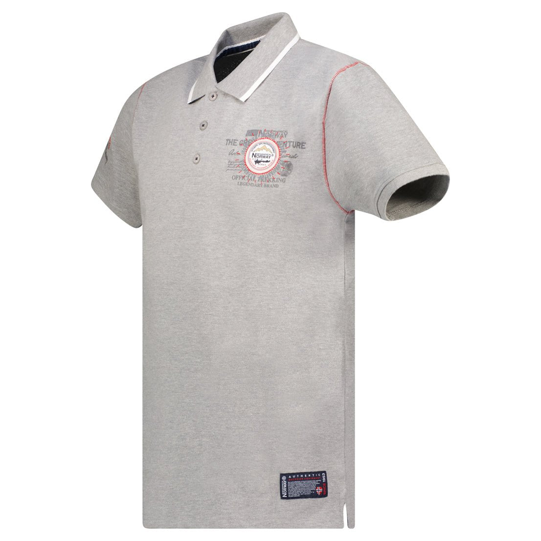 Geographical Norway KILSVIK Homme - Polo à Manches Courtes, Col Boutonné, Impressions sur la Poitrine Gris clair - Geographical Norway - S Gris clair