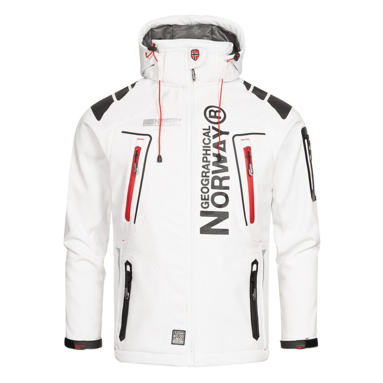 Geographical Norway Techno Homme - Veste Softshell iconique Blanc Rouge - Geographical Norway - S Blanc Rouge