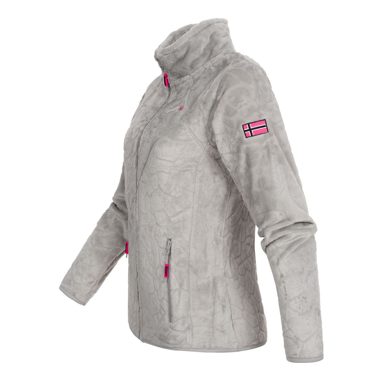 Geographical Norway Univers Femme - Polaire Avec Broderie sur la Poitrine et sur la Manche Gris Gris Clair - Geographical Norway - S Gris Clair