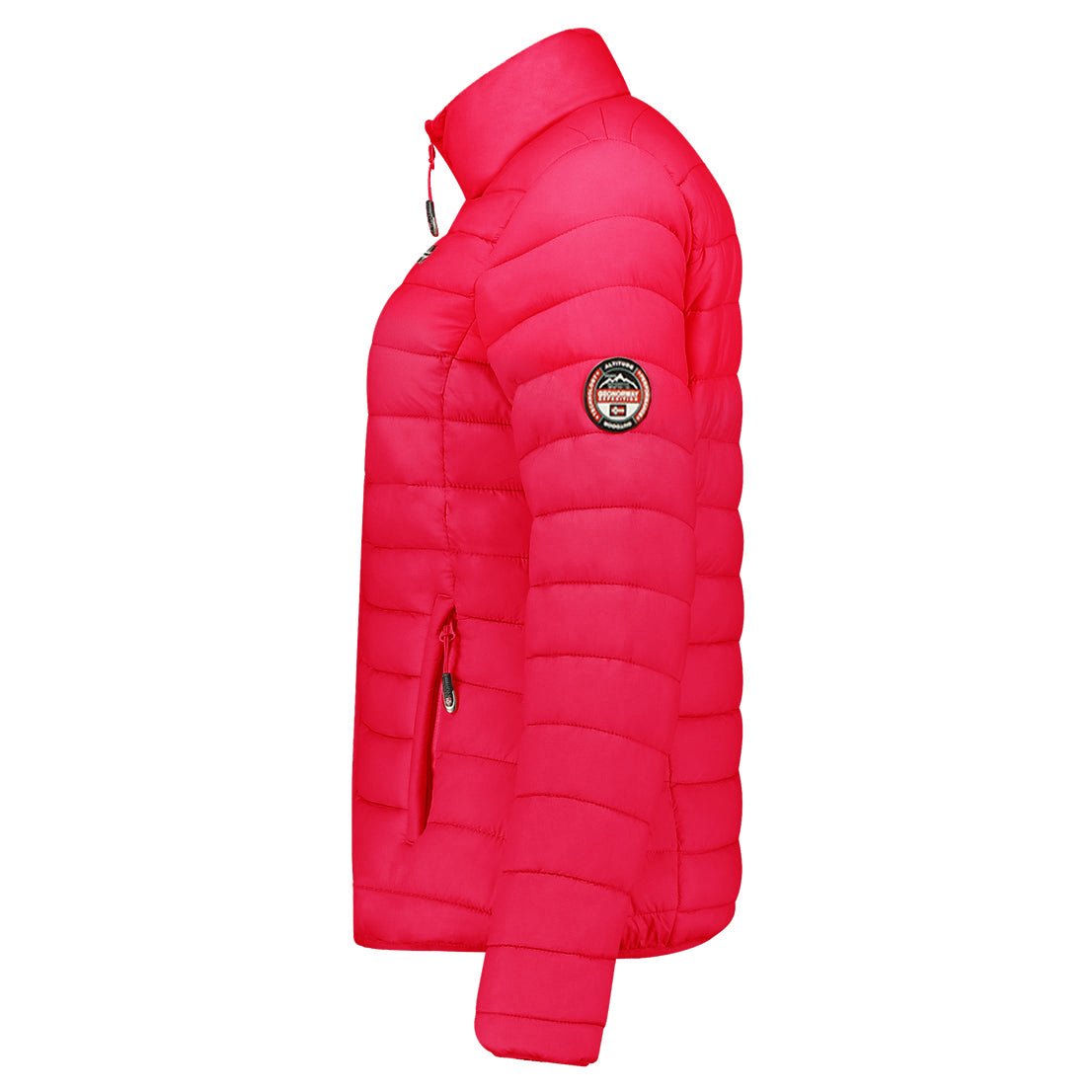 Geographical Norway ATIKA Femme - Steppjacke mit Taschen, Armabzeichen und Flagge auf der Brust Fuchsia - Geographical Norway - S Fuschia