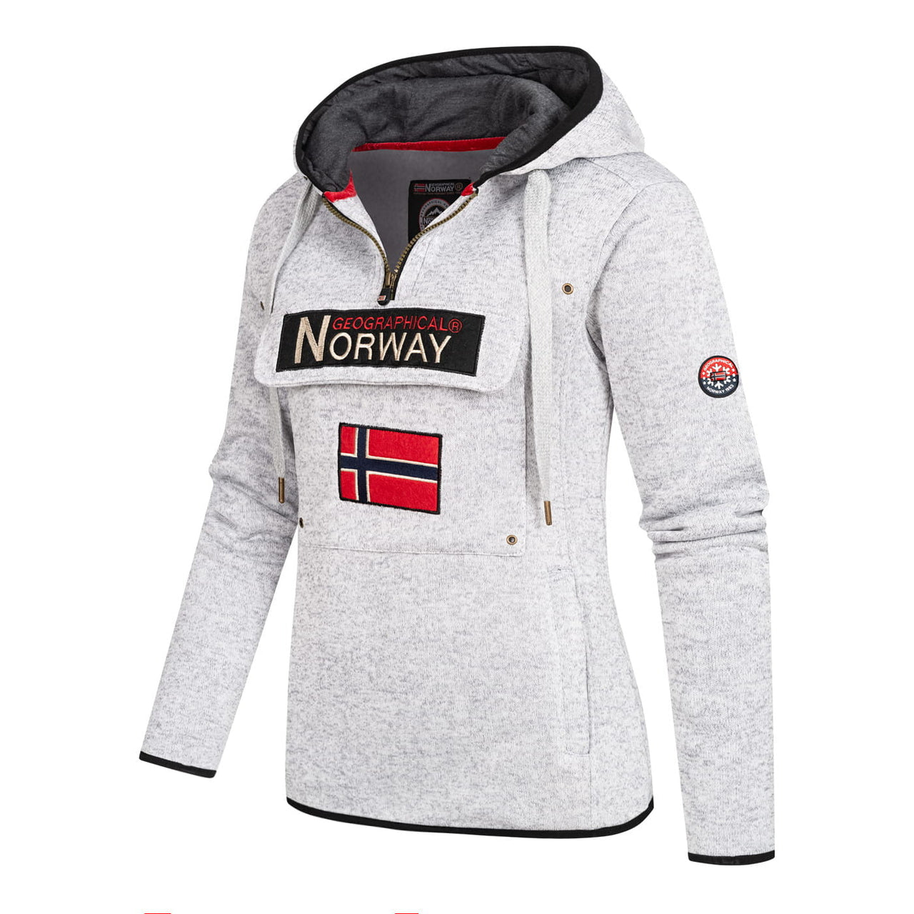 Geographical Norway Upclassica Femme - Kapuzenpullover mit Reißverschlusskragen Weiß Weiß - Geographical Norway - S Weiß