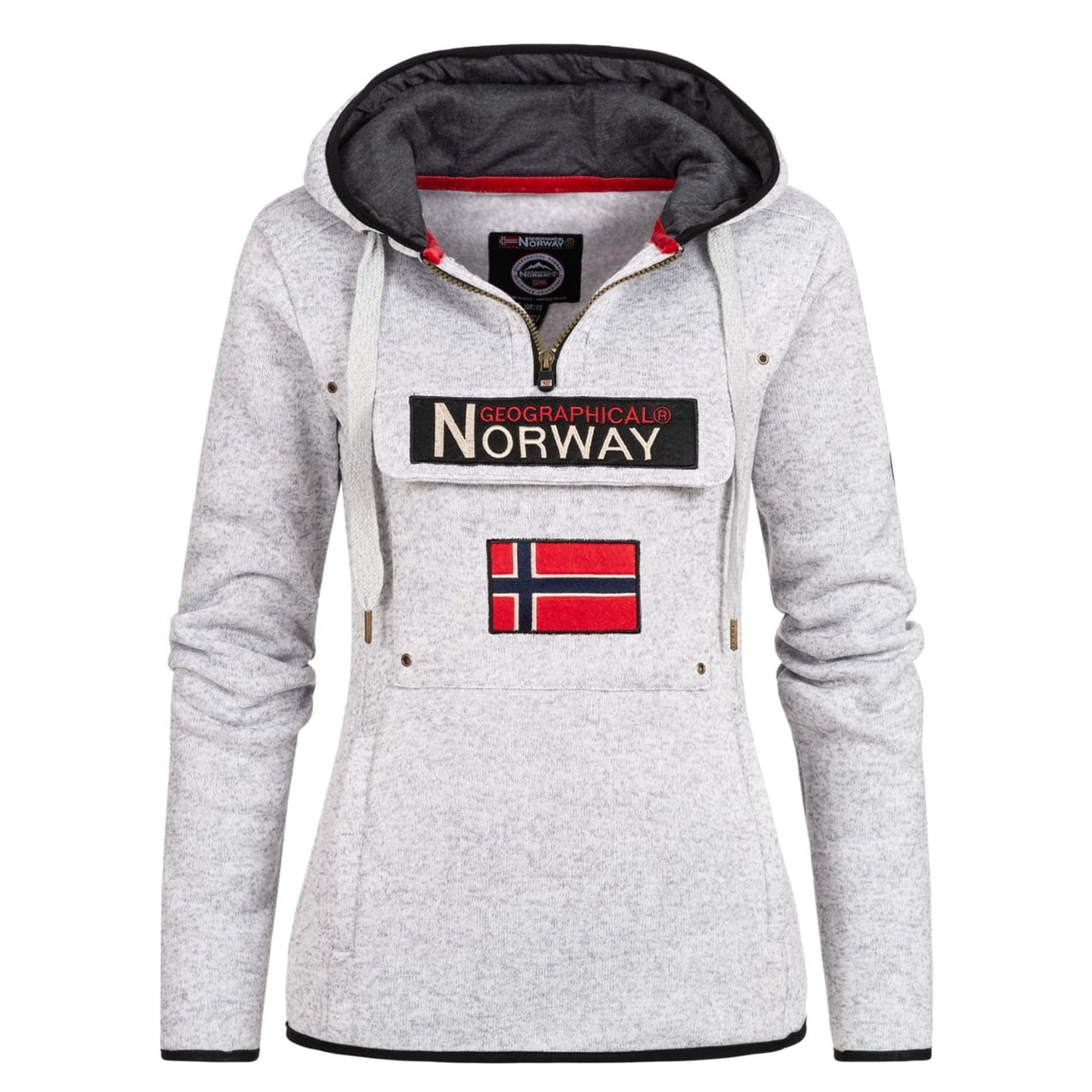 Geographical Norway Upclassica Femme - Kapuzenpullover mit Reißverschlusskragen Weiß Weiß - Geographical Norway - S Weiß