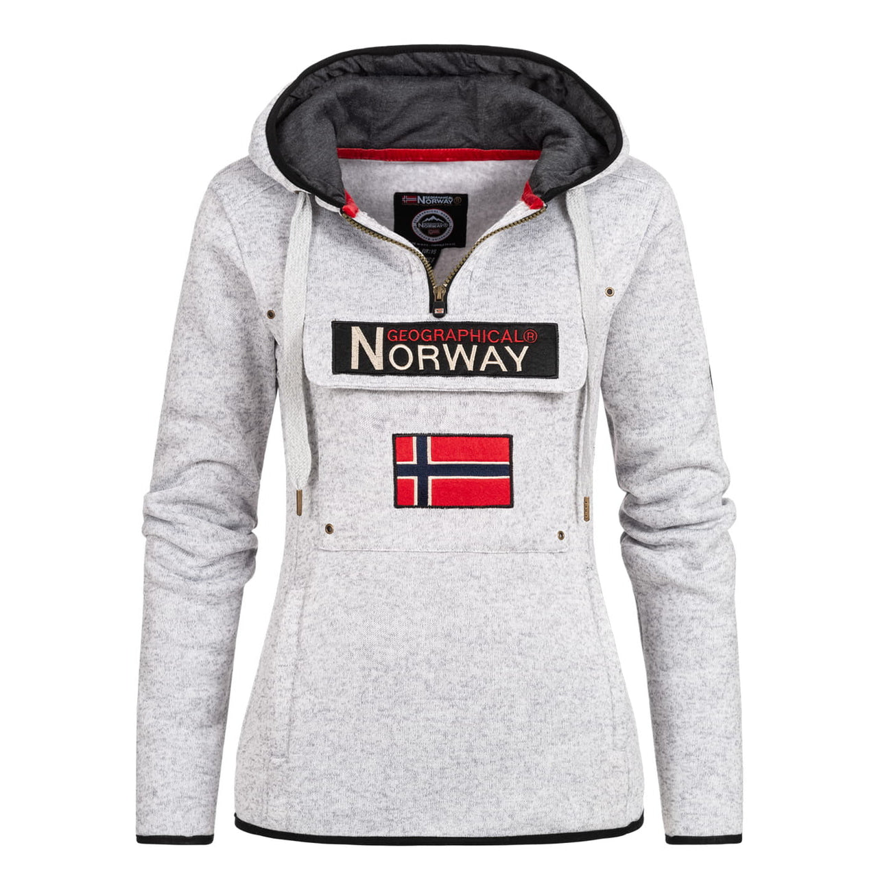 Geographical Norway Upclassica Femme - Kapuzenpullover mit Reißverschlusskragen Weiß Weiß - Geographical Norway - S Weiß