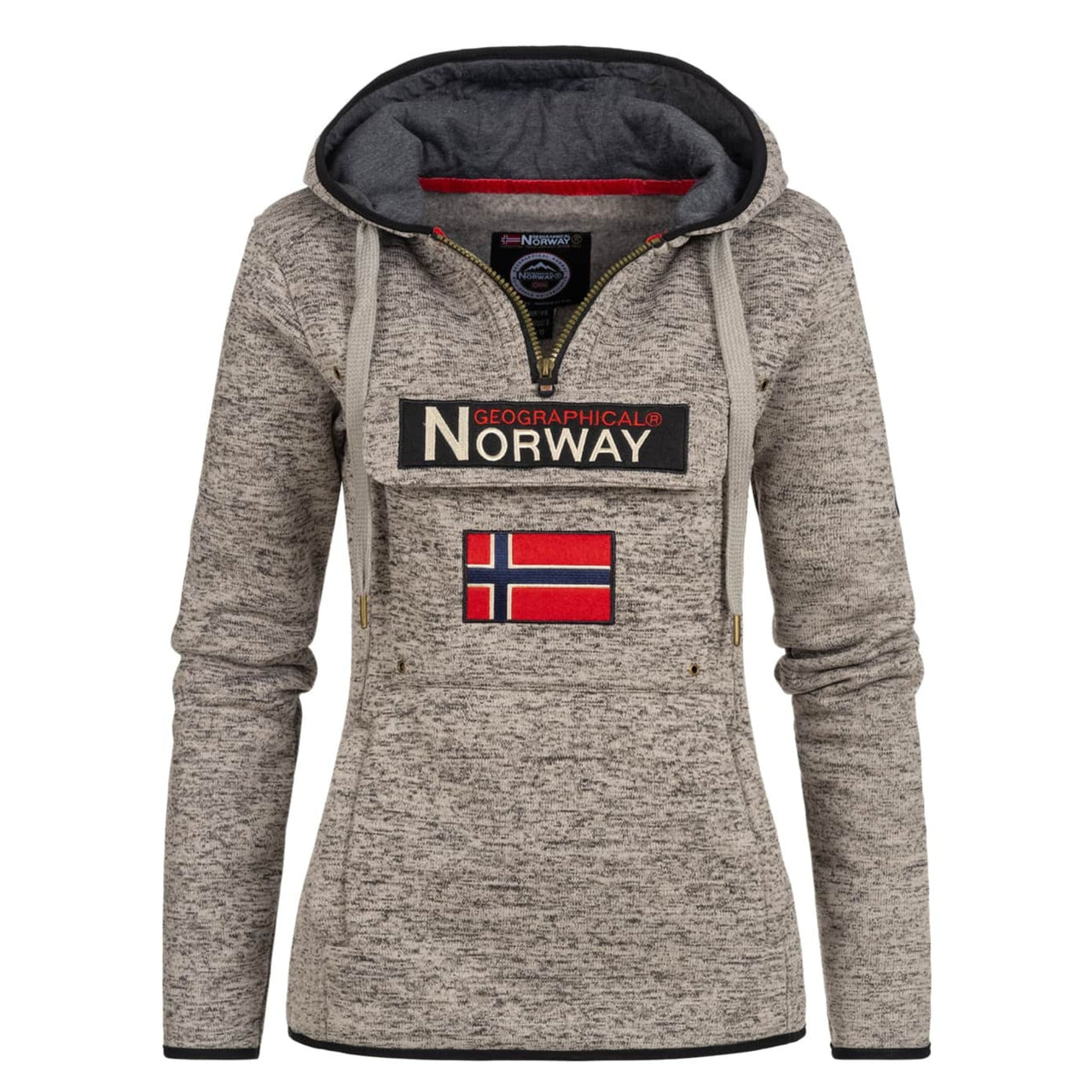 Geographical Norway Upclassica Women - Hooded sweatshirt with zipped collar Light grey Light grey - Geographical Norway - S Light grey