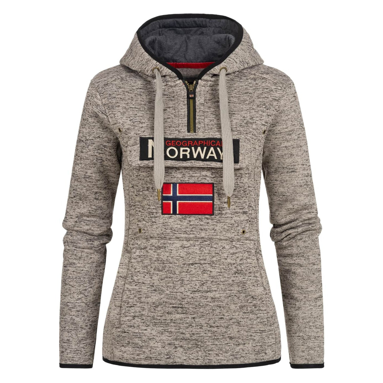 Geographical Norway Upclassica Women - Hooded sweatshirt with zipped collar Light grey Light grey - Geographical Norway - S Light grey