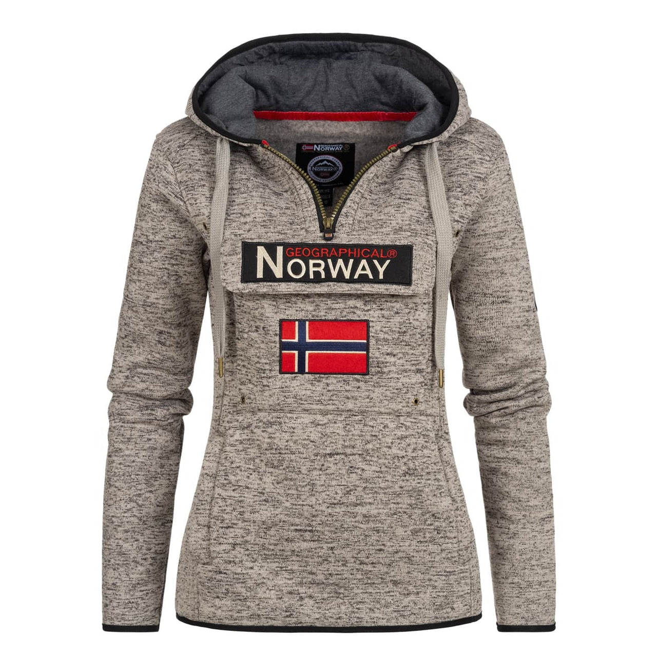 Geographical Norway Upclassica Women - Hooded sweatshirt with zipped collar Light grey Light grey - Geographical Norway - S Light grey