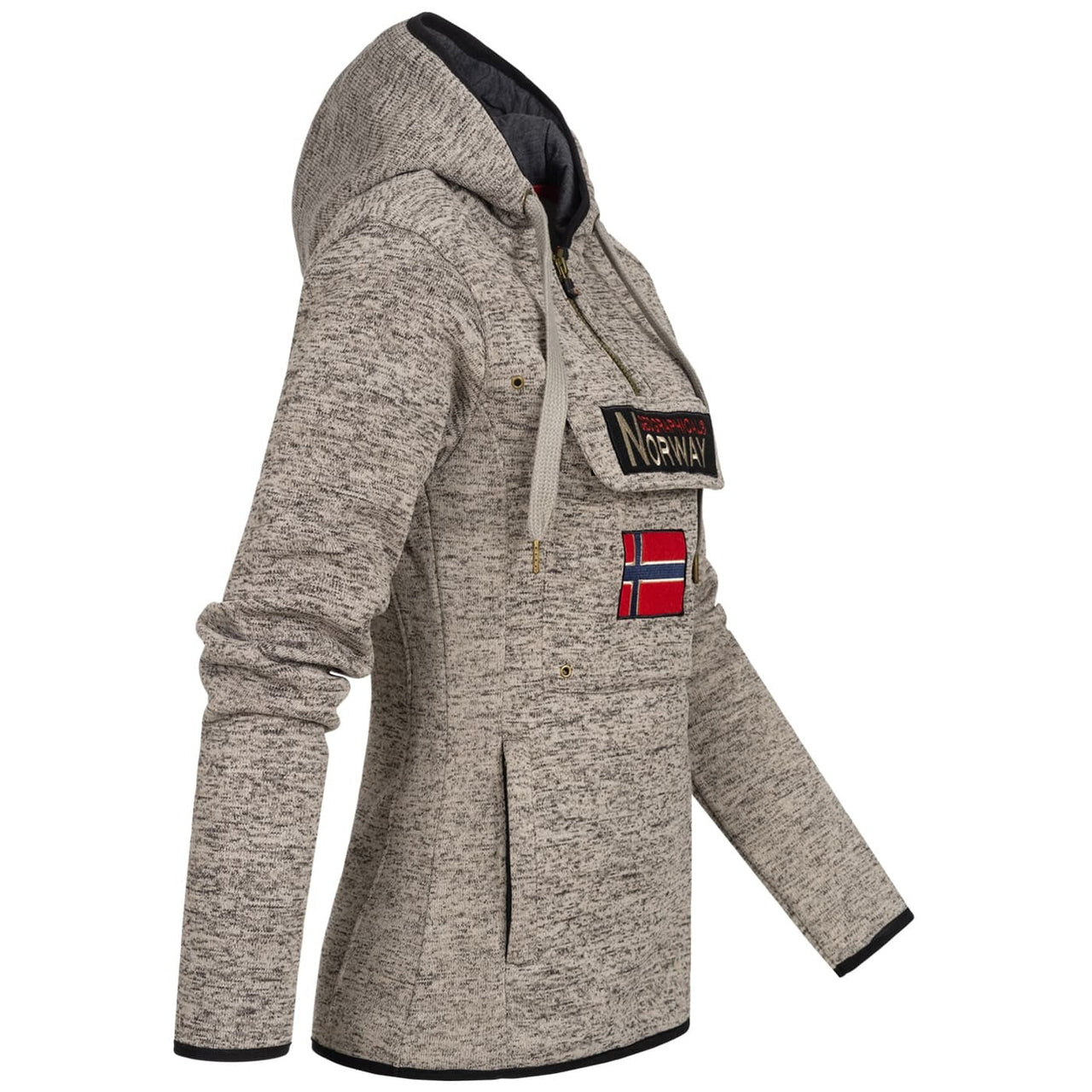 Geographical Norway Upclassica Women - Hooded sweatshirt with zipped collar Light grey Light grey - Geographical Norway - S Light grey