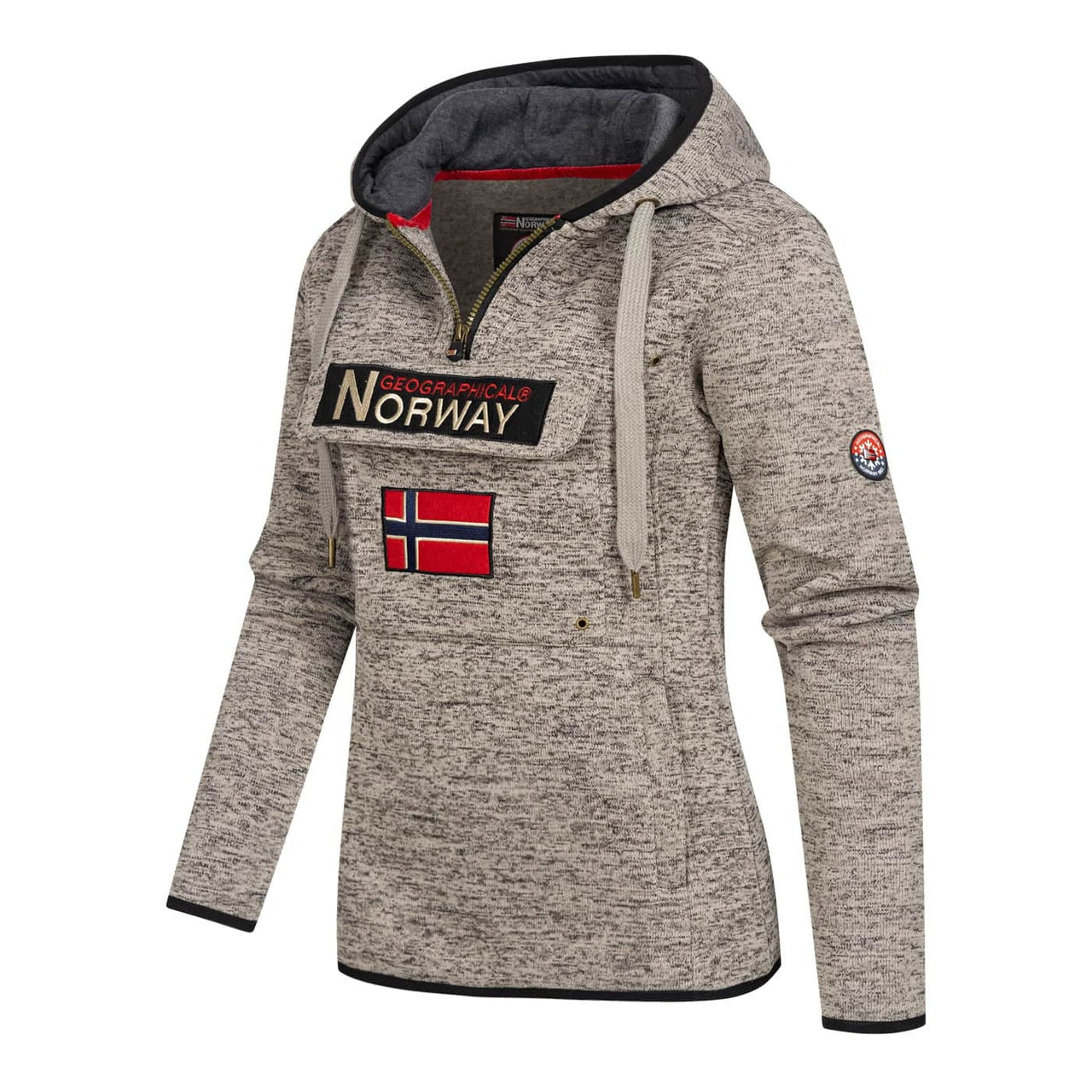 Geographical Norway Upclassica Women - Hooded sweatshirt with zipped collar Light grey Light grey - Geographical Norway - S Light grey