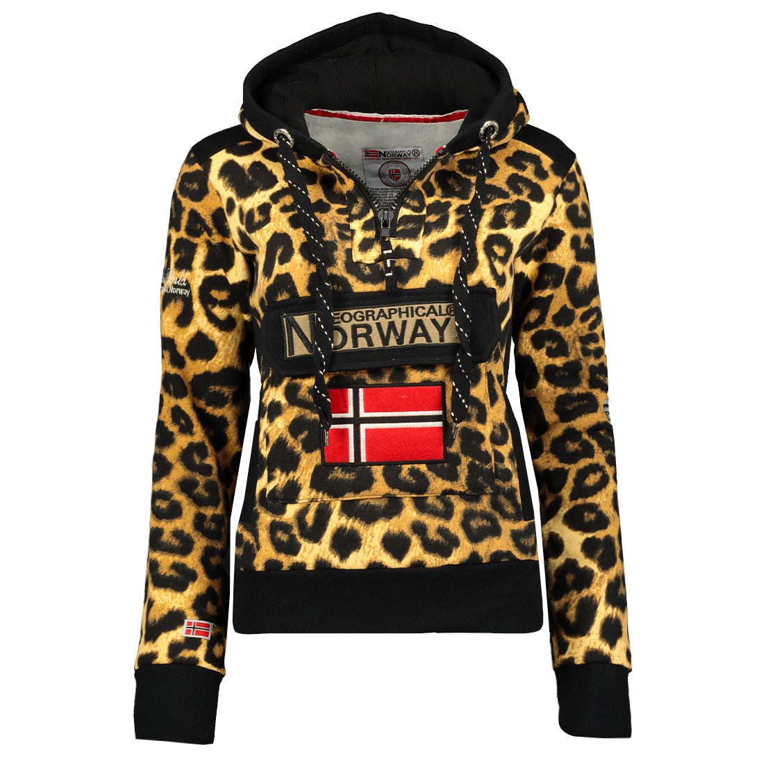 Geographical Norway Geographical Norway Gymclass Mujer - Iconic Leopard Velour Sudadera con capucha Leopard Velour - Geographical Norway - S Leopard Velour