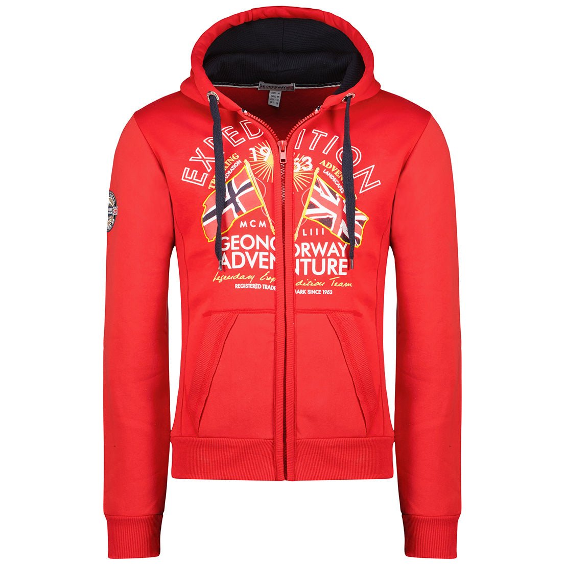 Geographical Norway Flepto Uomo - Felpa con cappuccio Rosso - Geographical Norway - S Rosso