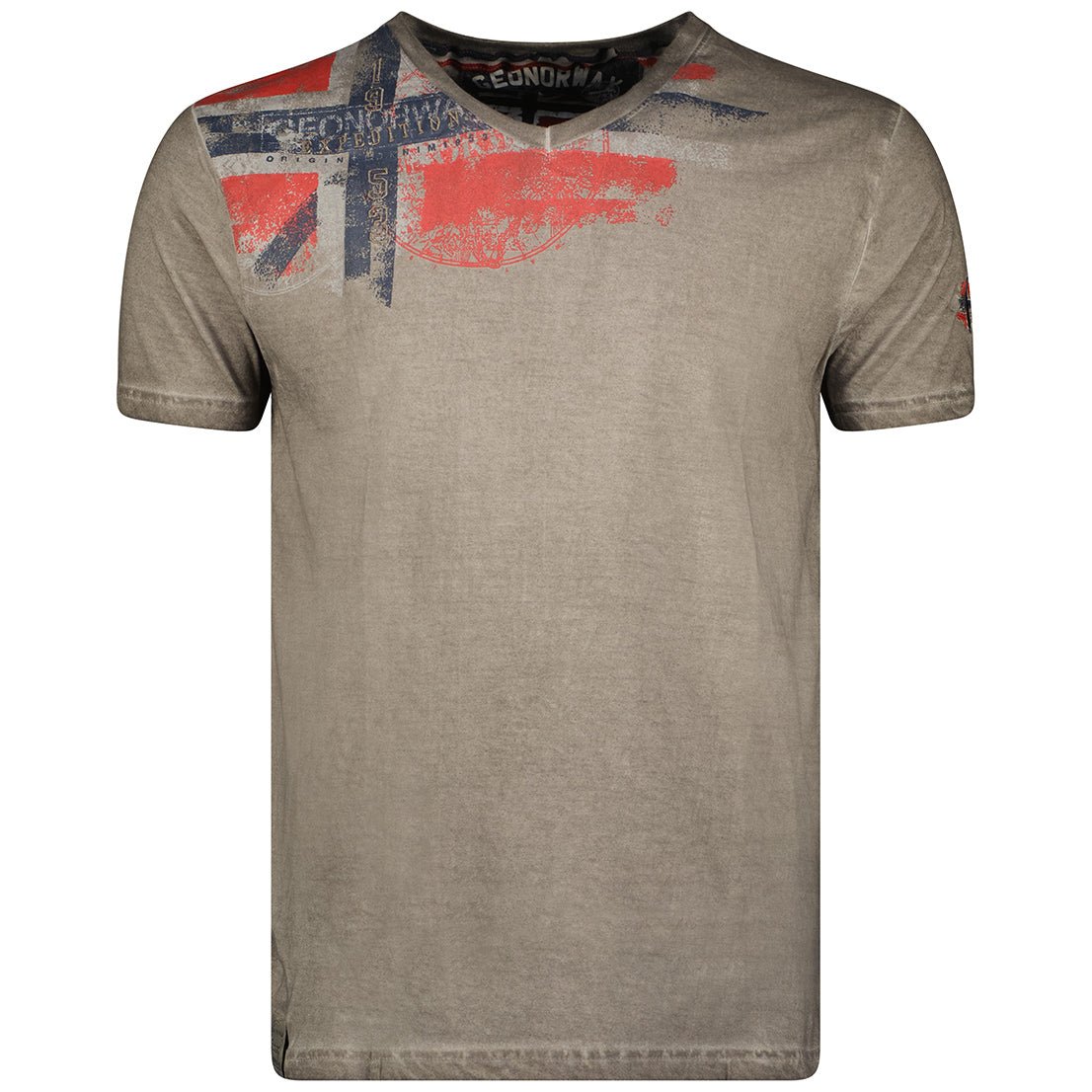 Geographical Norway Jimac Homme - T-shirt con scollo a V e maniche corte Khaki - Geographical Norway - M Khaki