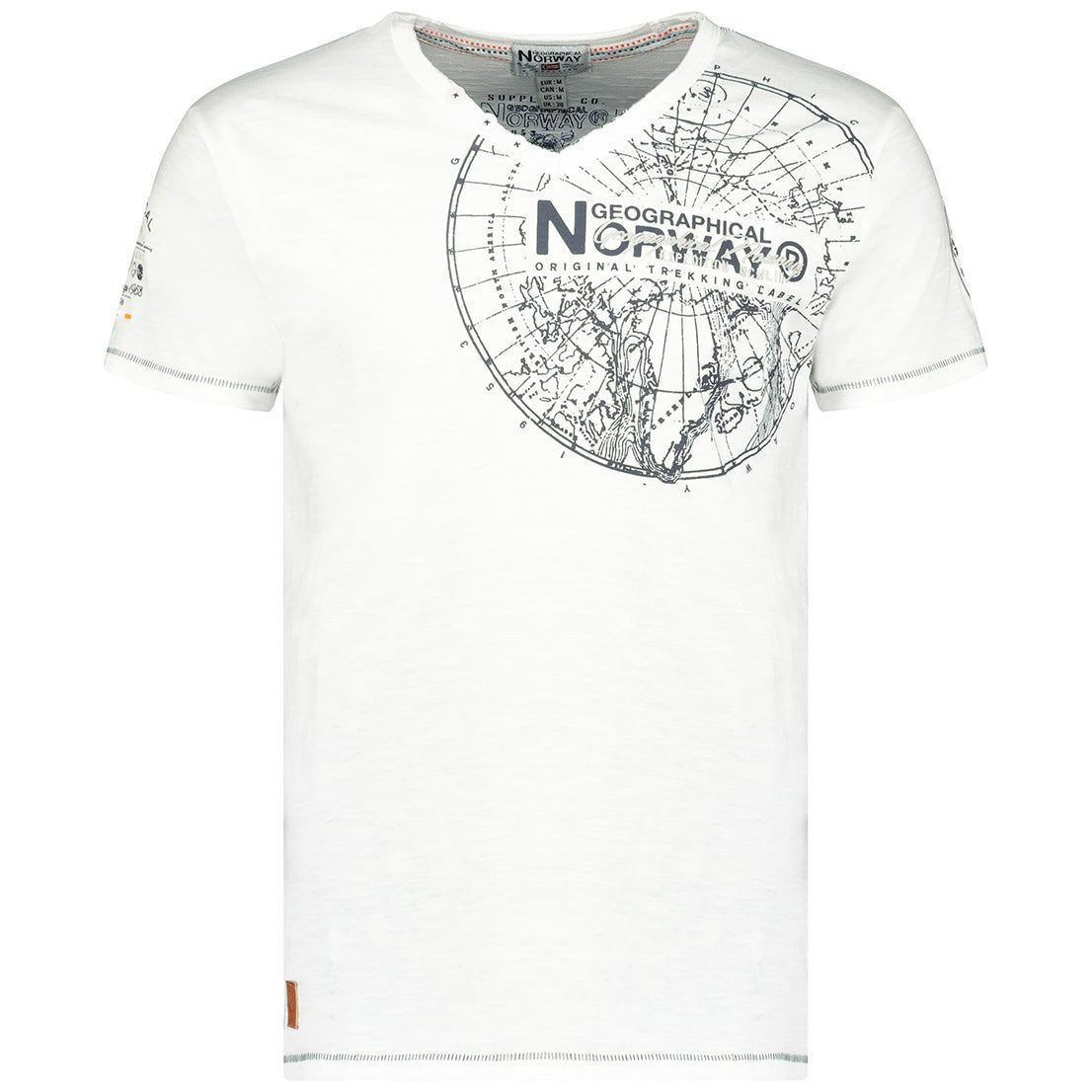 Geographical Norway Jimperable Homme - T-shirt maniche corte con scollo a V Bianco - Geographical Norway - S Bianco