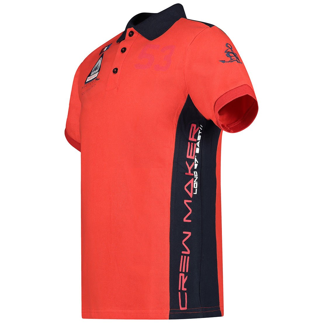 Geographical Norway Kupcorn Uomo - Polo a maniche corte, stampe e stemma ricamati in rosso - Geographical Norway - S Red